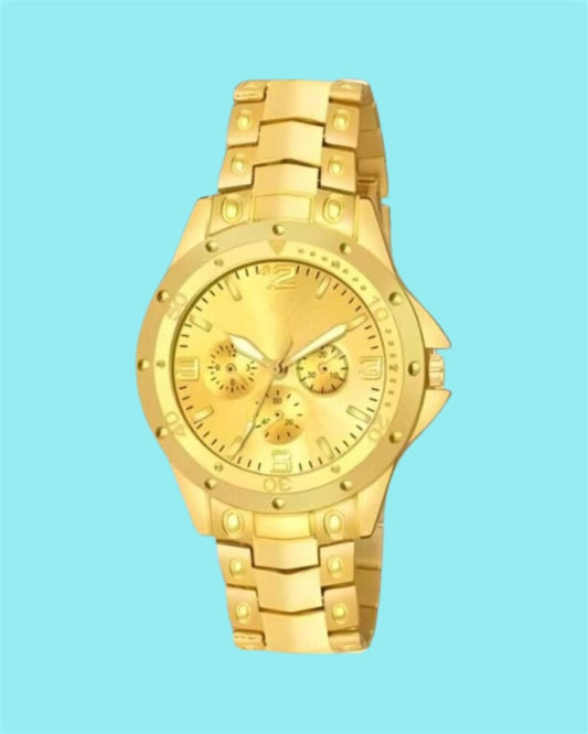 Cells Swag Men's Watch Golden Stainless Steel Working Chronograph for Timeless Style and Utility