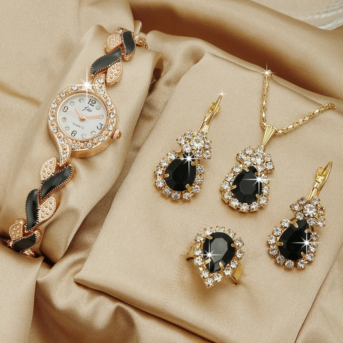 Cells Swag Fashion Watch Gift Set Quartz Movement Coordinated Jewelry for Elegant Accessorizing