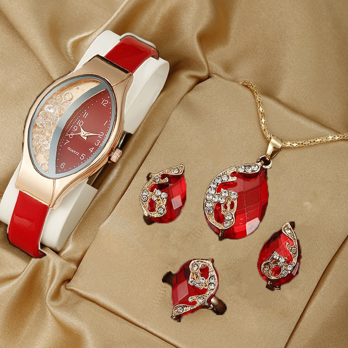 Cells Swag Fashion Watch Gift Set Quartz Movement Coordinated Jewelry for Elegant Accessorizing