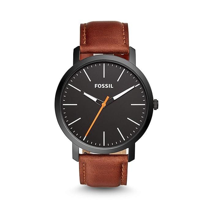 Fossil Unisex City Watch Brown Leather Strap Rose Gold Case for Timeless Everyday Style