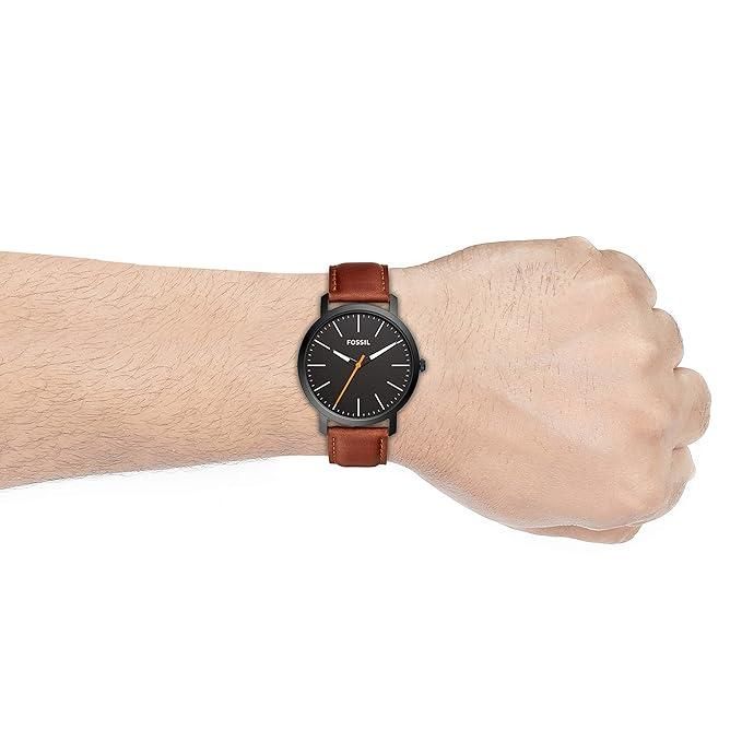 Fossil Unisex City Watch Brown Leather Strap Rose Gold Case for Timeless Everyday Style