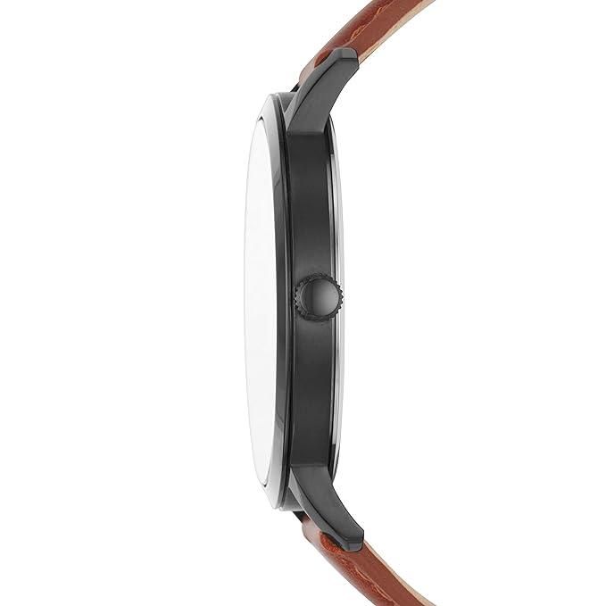 Fossil Unisex City Watch Brown Leather Strap Rose Gold Case for Timeless Everyday Style