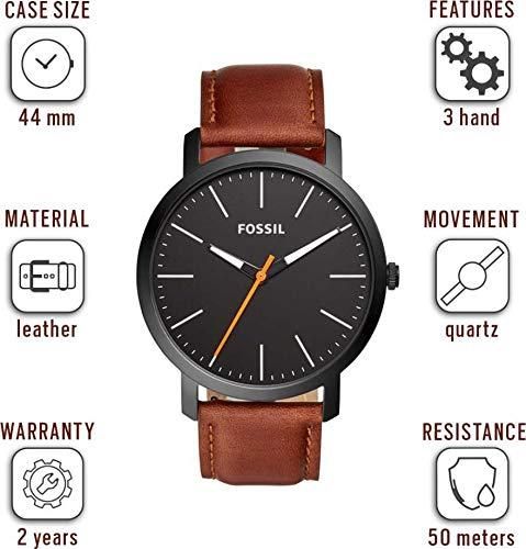Fossil Unisex City Watch Brown Leather Strap Rose Gold Case for Timeless Everyday Style