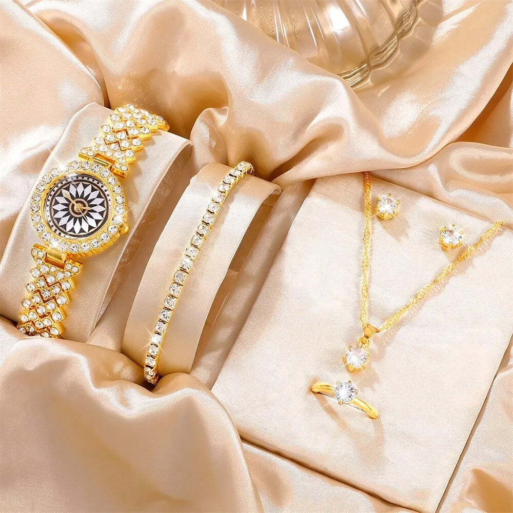 Cells Swag Fashion Watch Gift Set Quartz Movement Coordinated Jewelry for Elegant Accessorizing