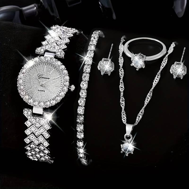 Cells Swag Fashion Watch Gift Set Quartz Movement Coordinated Jewelry for Elegant Accessorizing