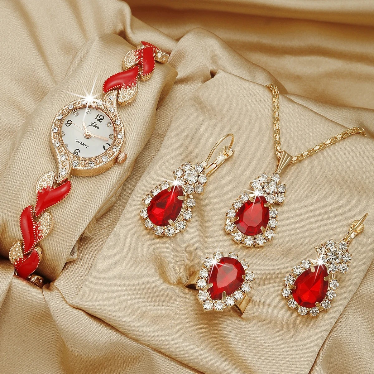 Cells Swag Fashion Watch Gift Set Quartz Movement Coordinated Jewelry for Elegant Accessorizing
